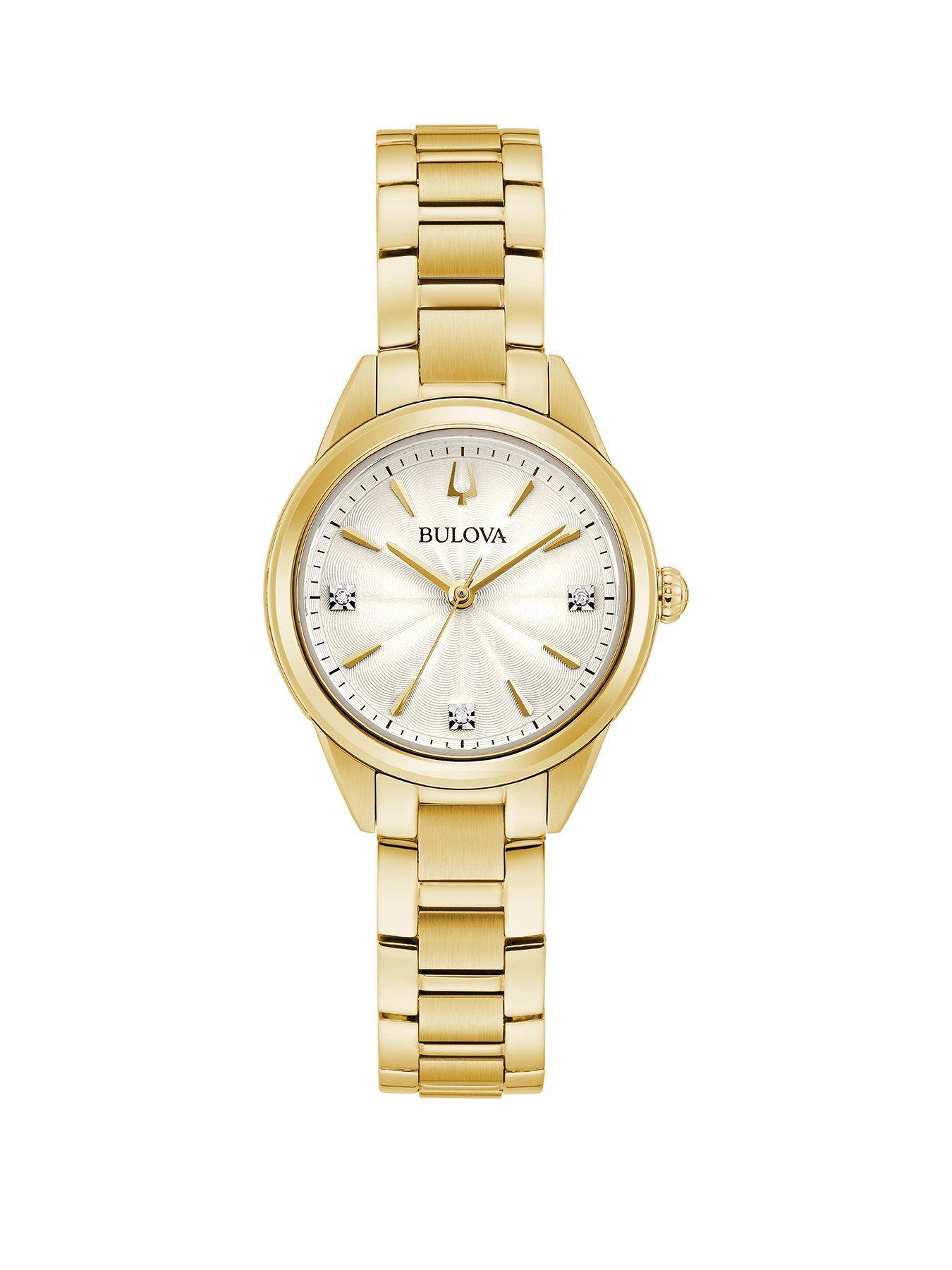 Bulova rose discount gold diamond watch