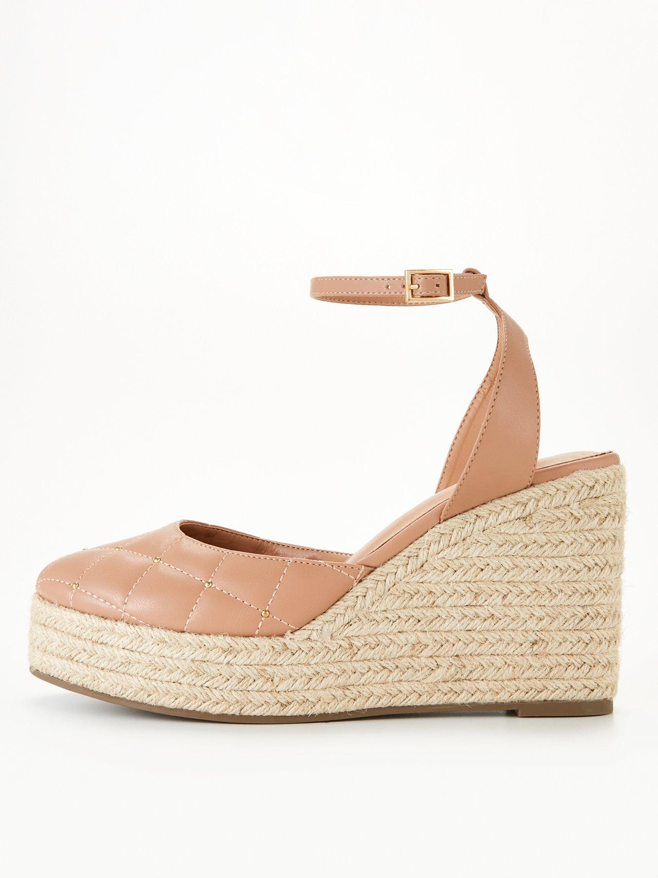 New Look Off White Leather-Look Strappy Espadrille Wedge Heel Sandals