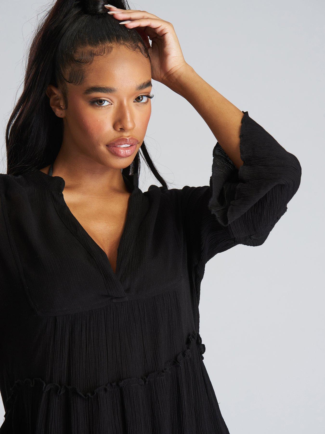 south-beach-crinkle-pull-over-tiered-beach-dress-blackoutfit