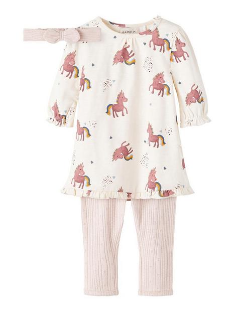 name-it-baby-girls-3-piece-unicorn-dress-legging-and-headband-giftbox-set-buttercream