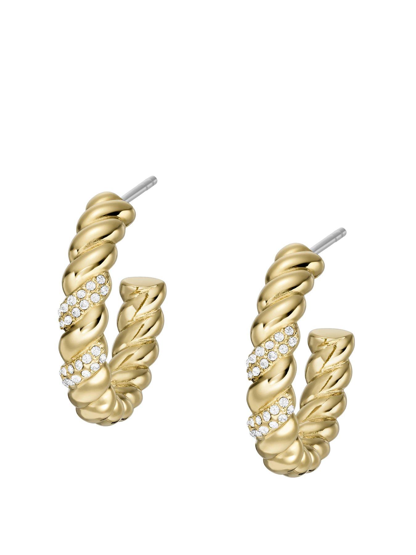 18ct Gold Braided Creole Hoop Earrings