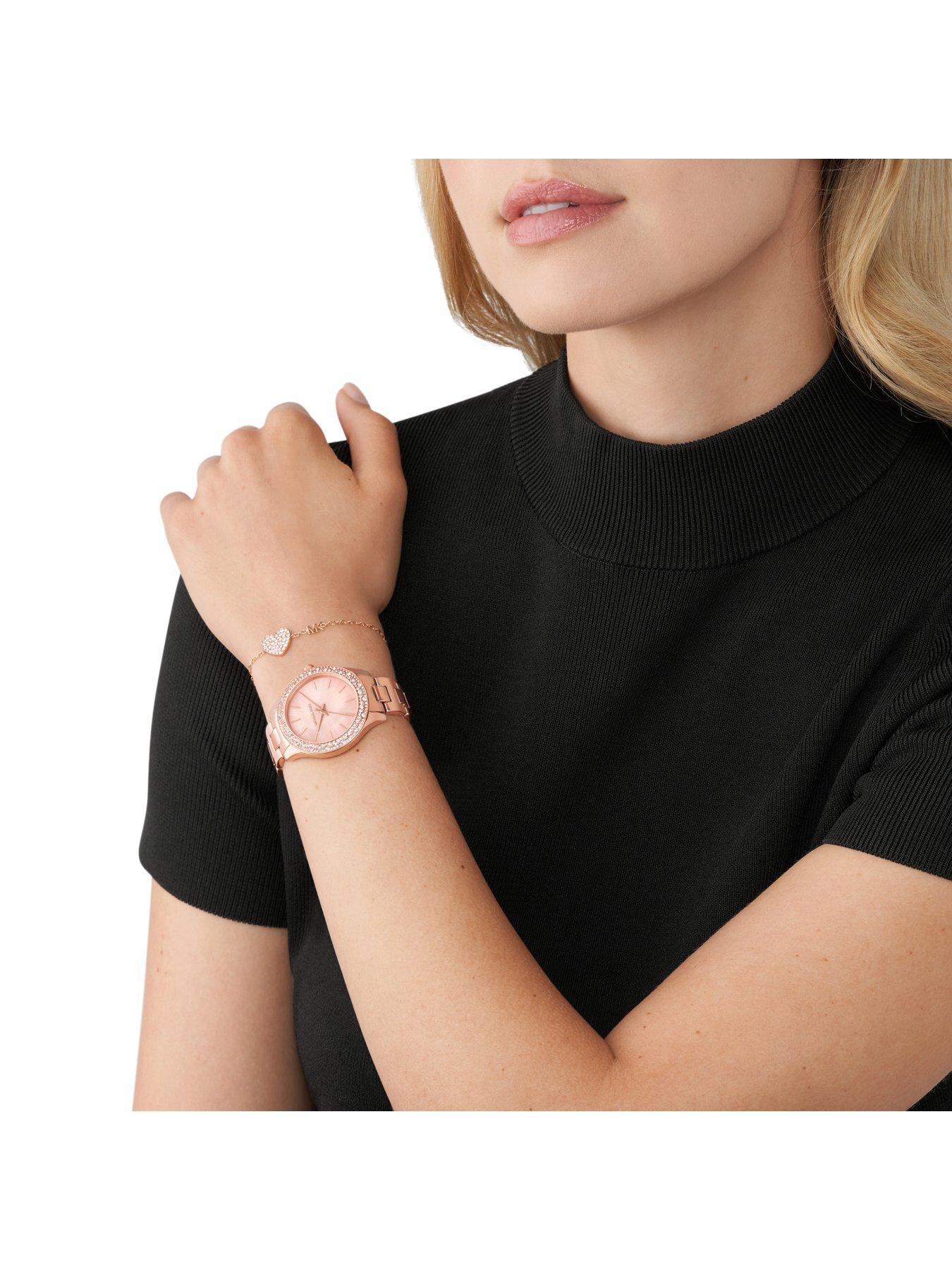 Michael kors rose gold bangle watch sale