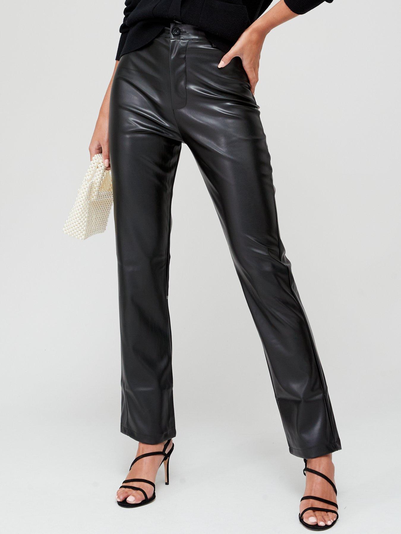 Brave Soul Faux Leather Straight Trousers - Black | Very Ireland