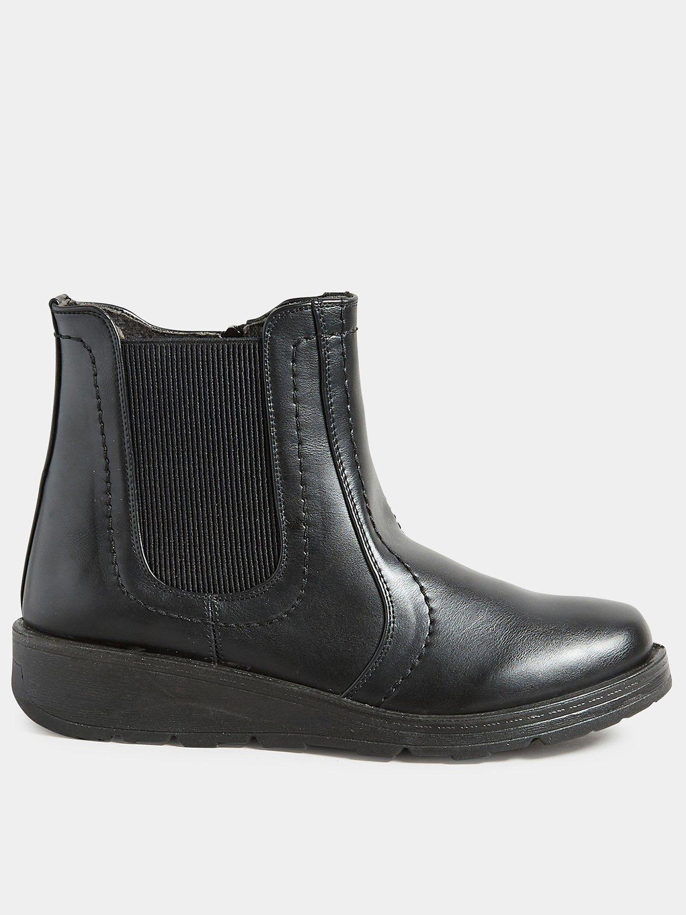 Image 1 of 4 of Yours Wide Fit Wedge Chelsea Boot Black