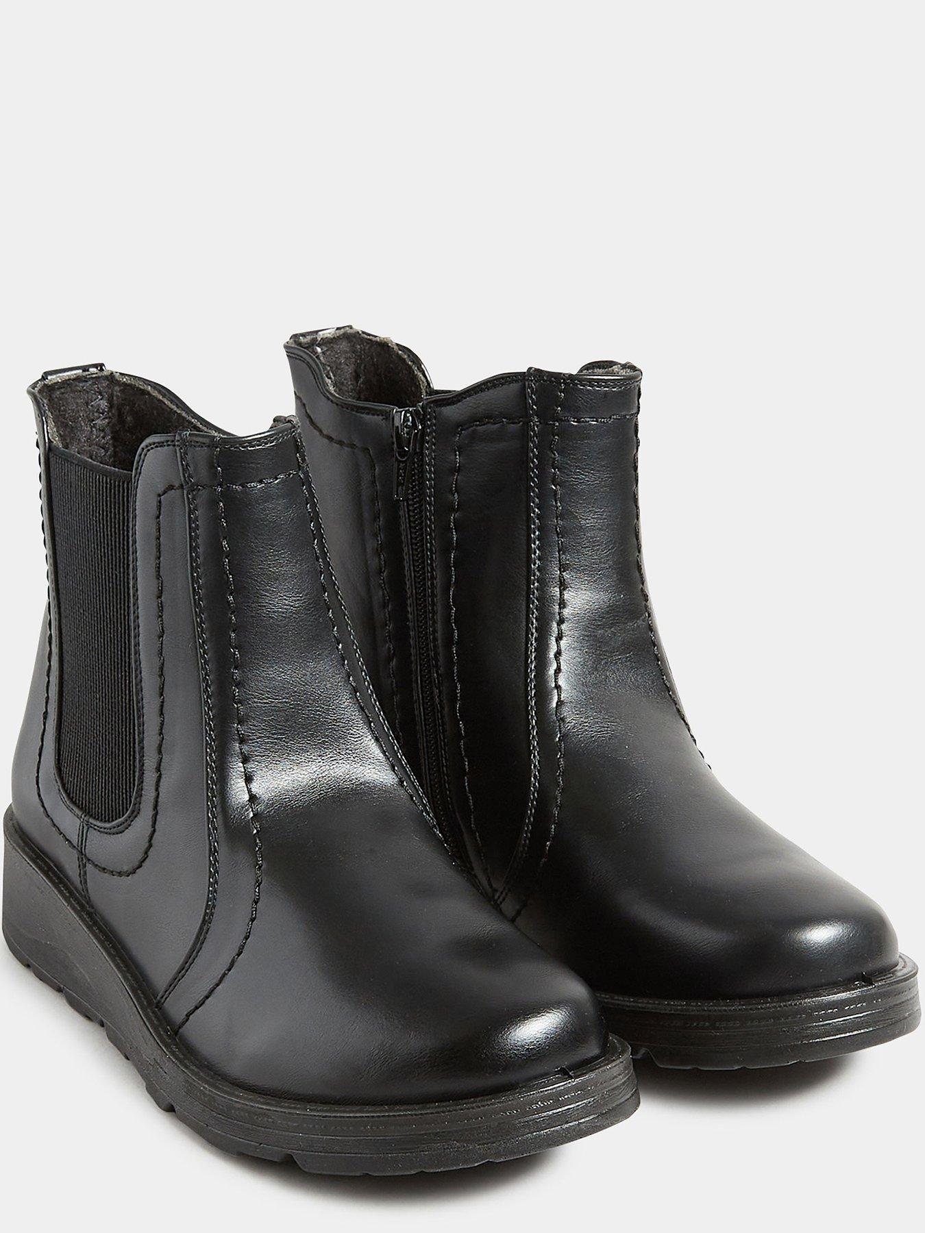 Image 3 of 4 of Yours Wide Fit Wedge Chelsea Boot Black