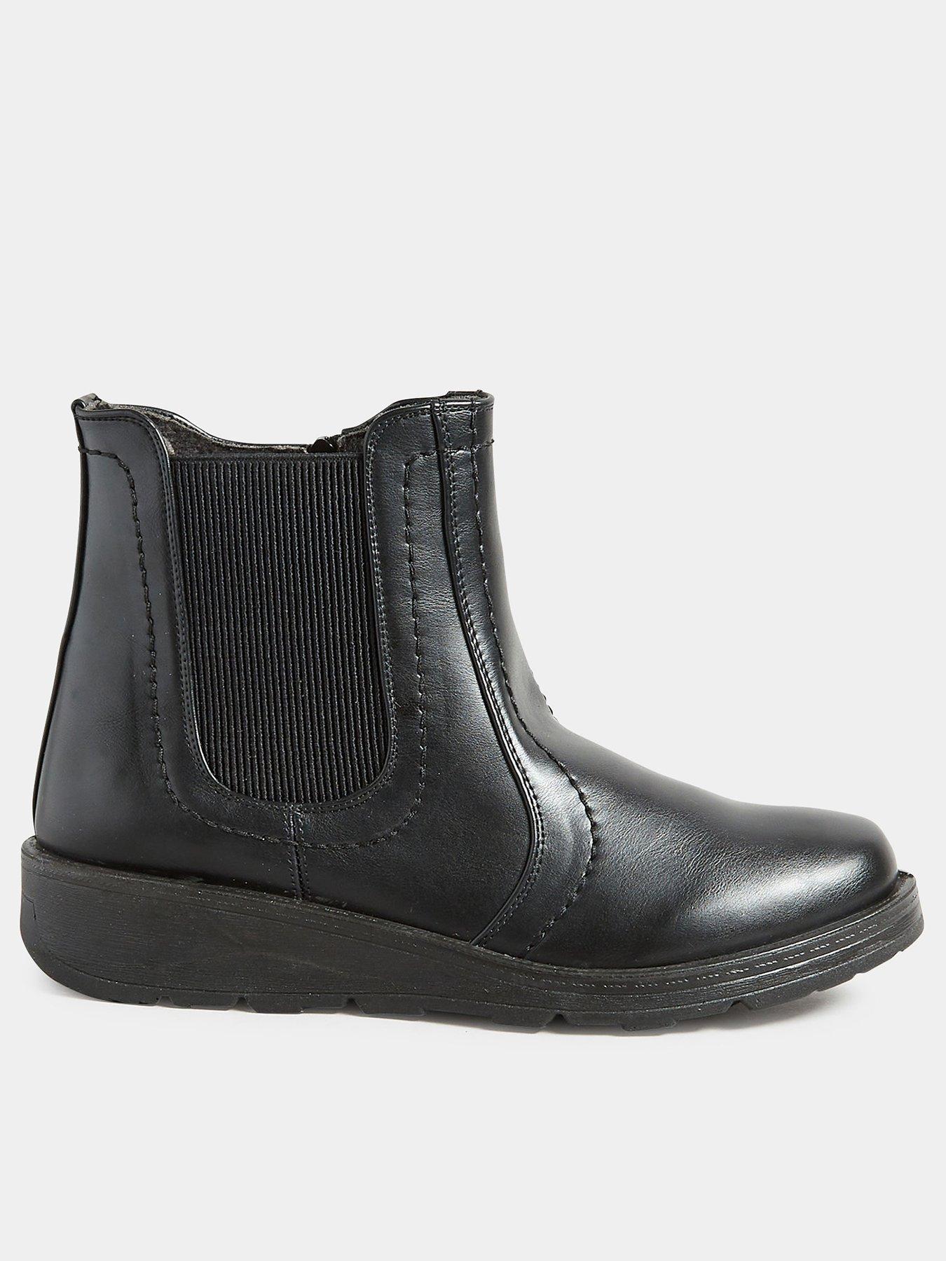 Yours Wide Fit Wedge Chelsea Boot - Black