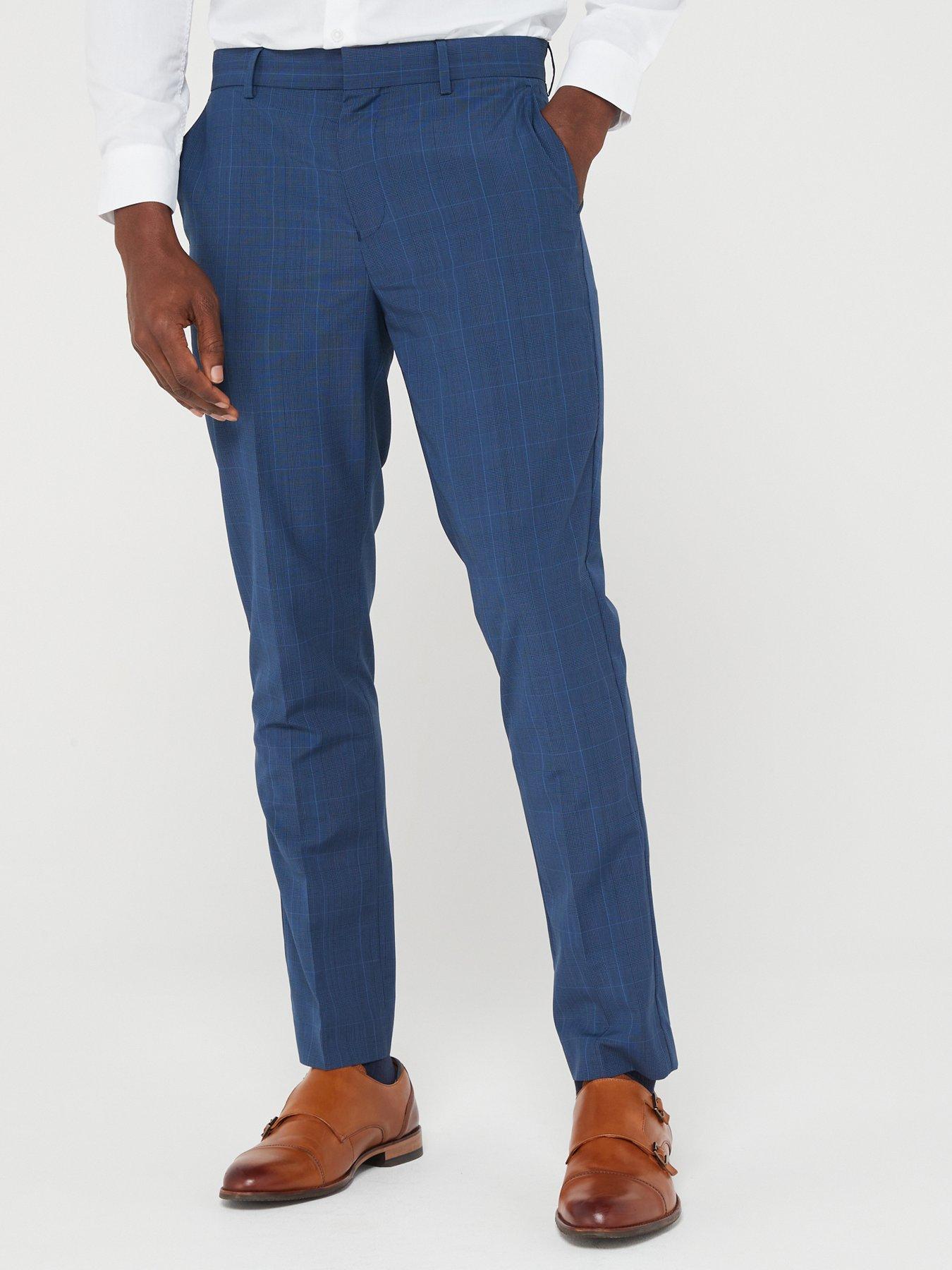 peter werth x very slim fit check suit trouser navy