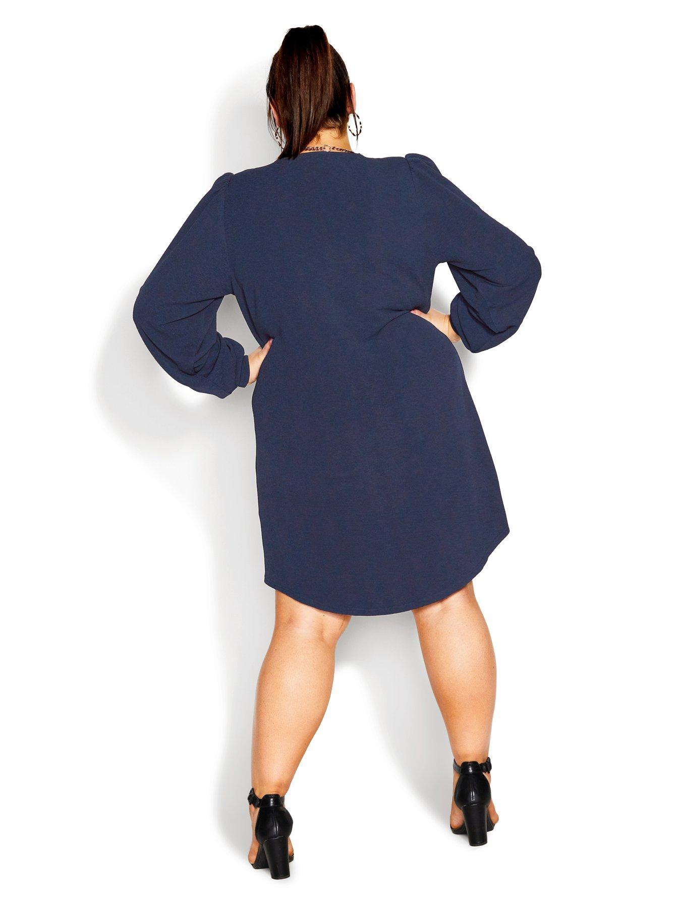 Image 2 of 3 of City Chic Quiero Dress - Navy