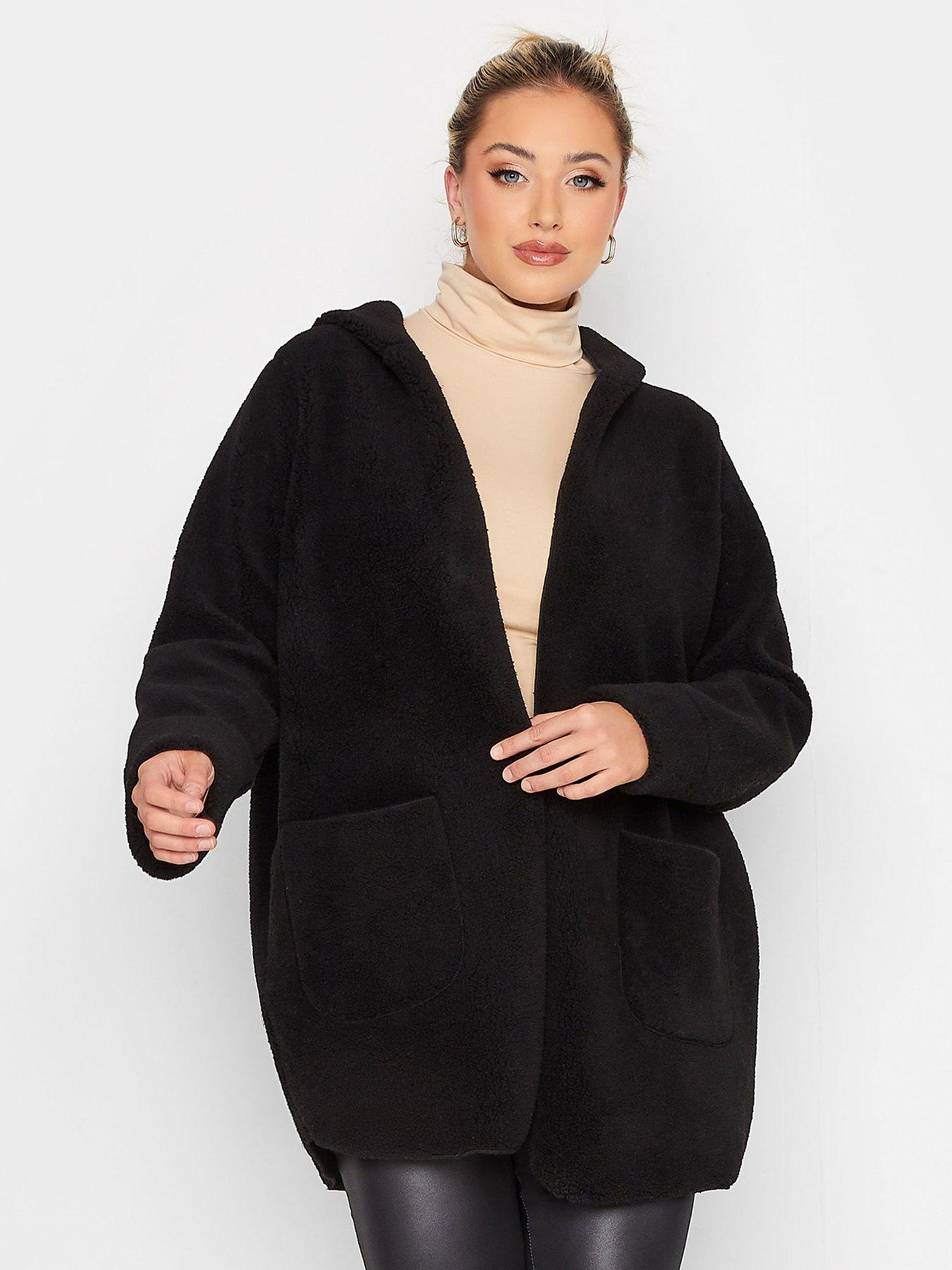 yours-faux-fur-jacket-with-hood-black