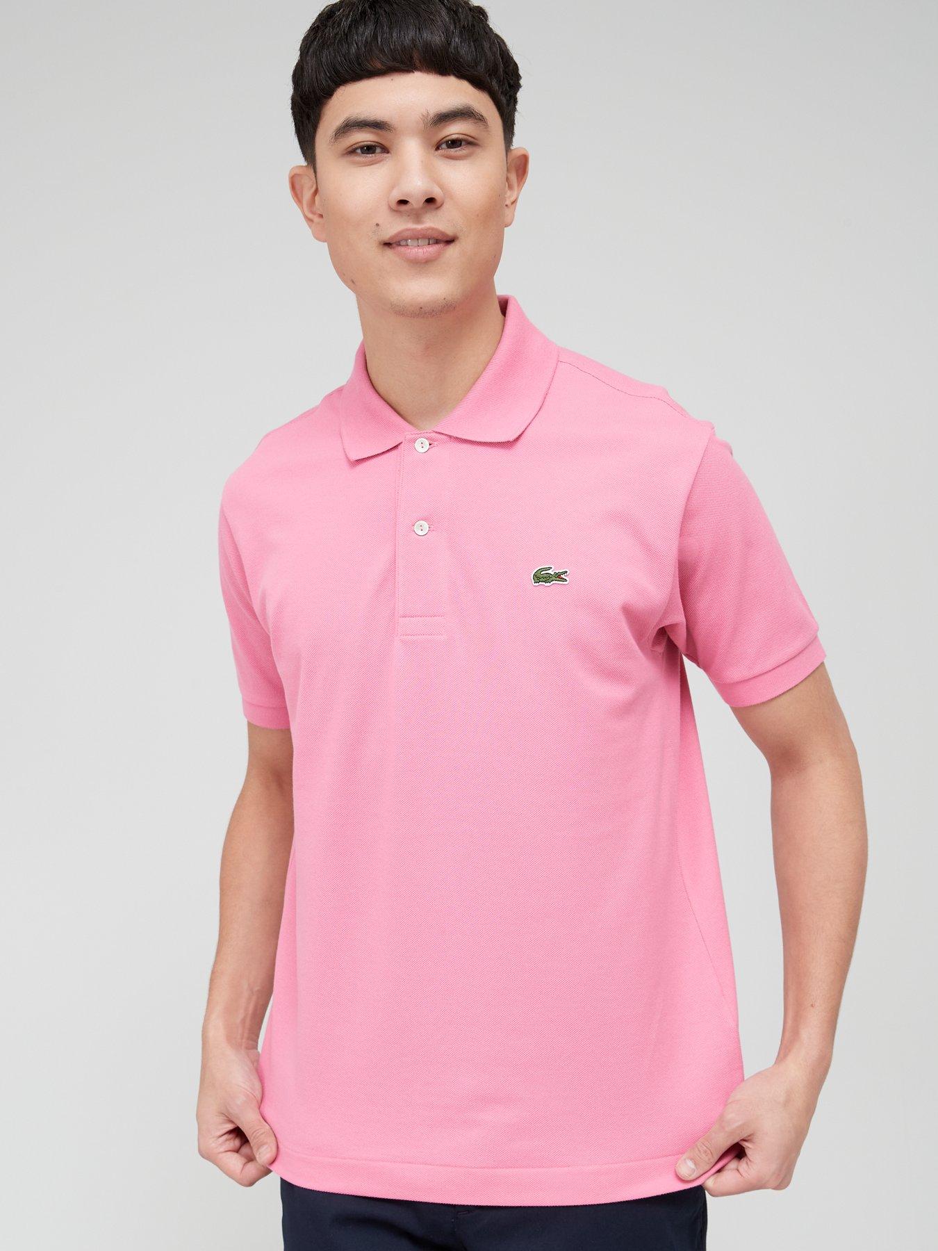 Mens pink lacoste t shirt sale