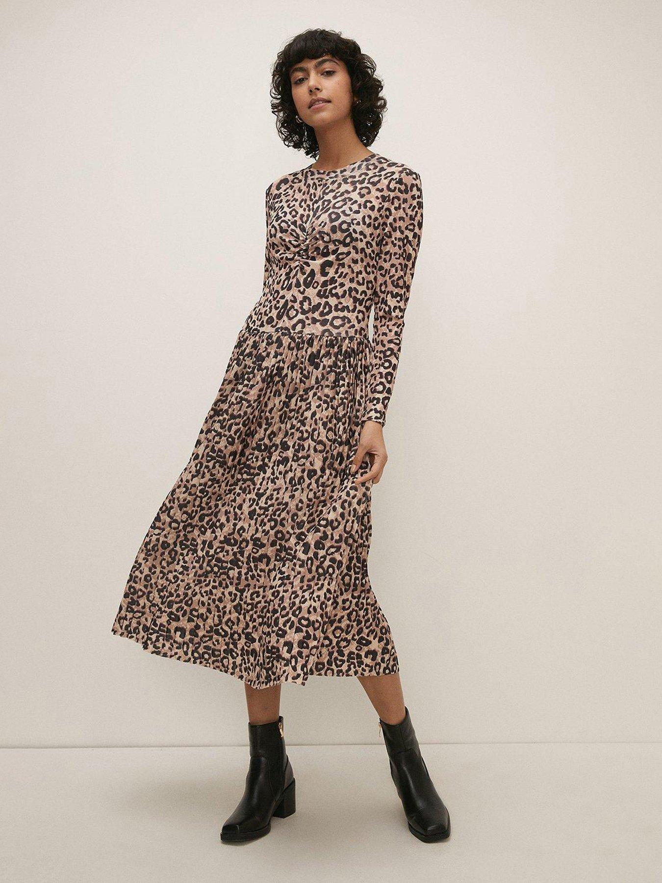 Oasis leopard midi shirt dress hotsell