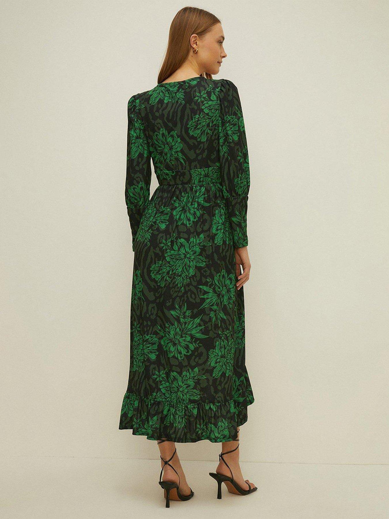 Oasis green discount leopard print dress