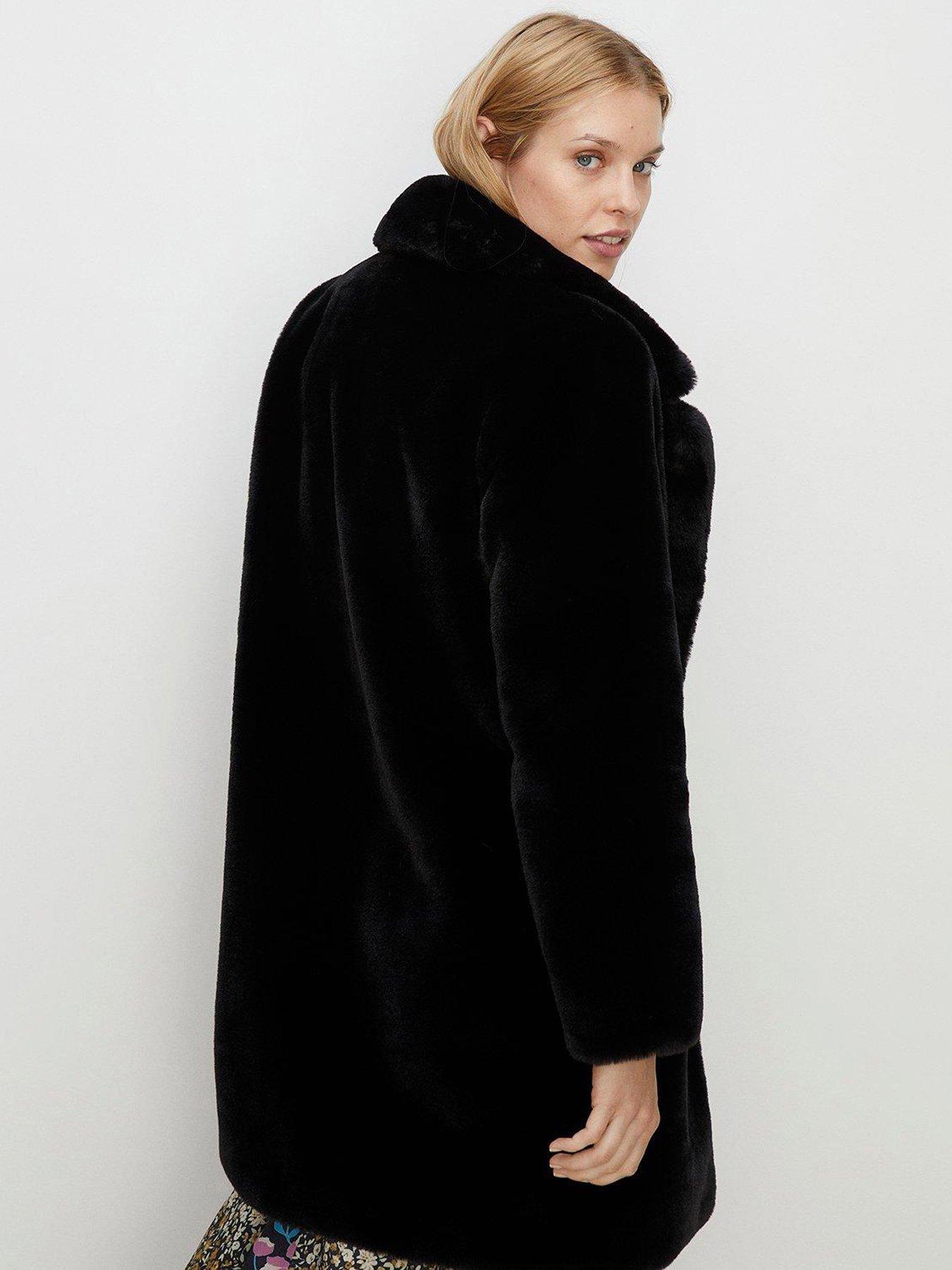 Oasis black fur outlet coat