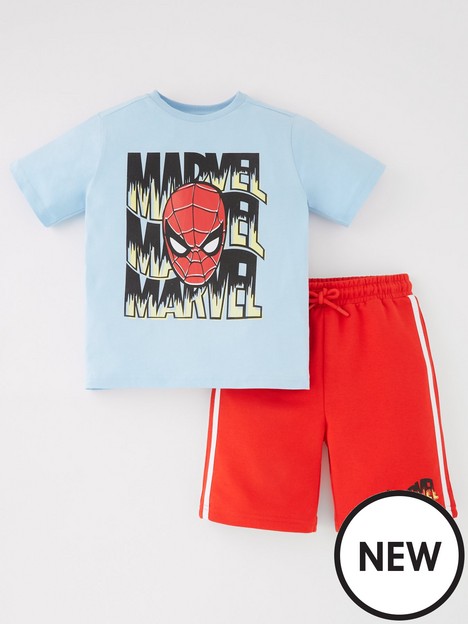 spiderman-spiderman-two-piece-t-shirt-and-side-stripe-short-set-blue