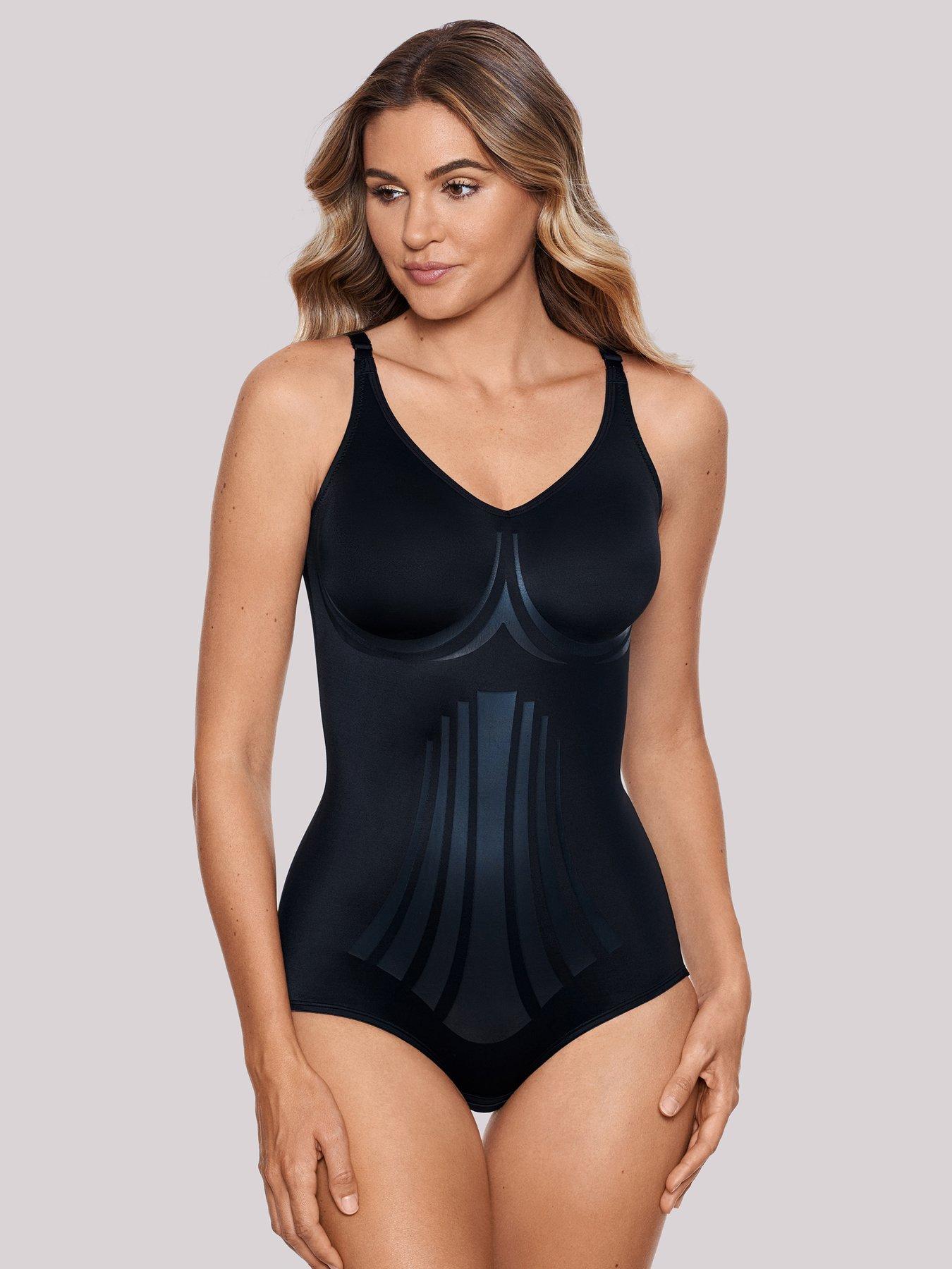 Spanx Plunge Low Back Mid Thigh Bodysuit - Medium Control - Black