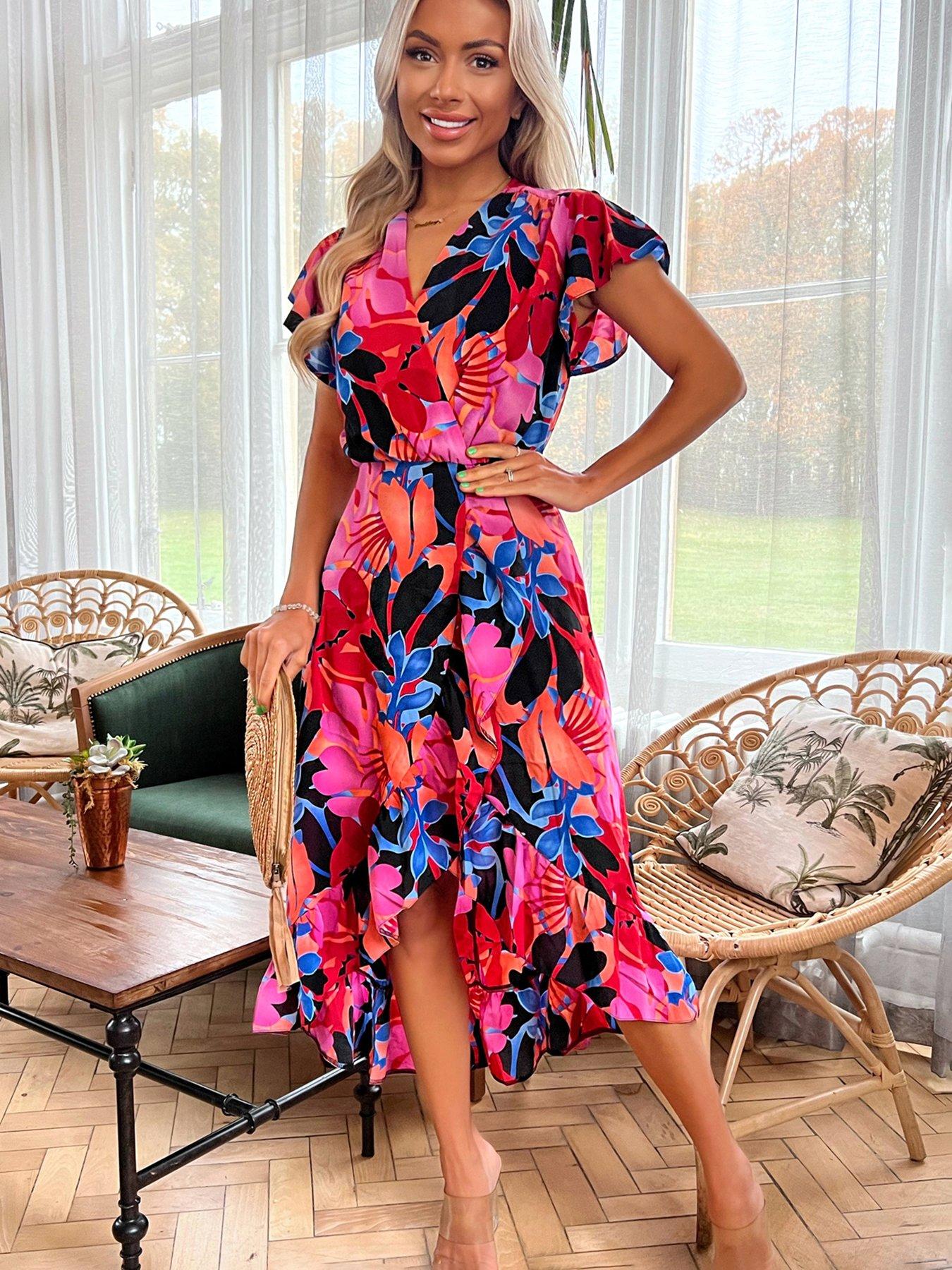 AX Paris Floral Wrap Midi Dress Multi Very Ireland