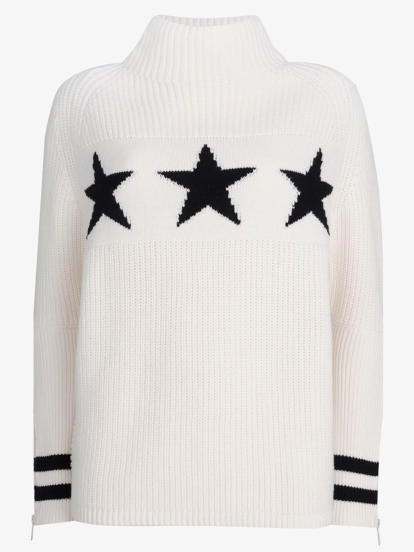 mint velvet navy side stripe long jumper