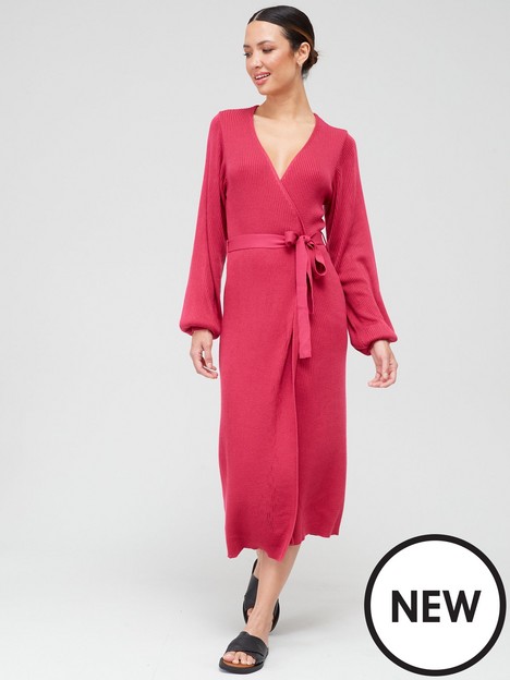 v-by-very-wrap-belted-knitted-midi-dress