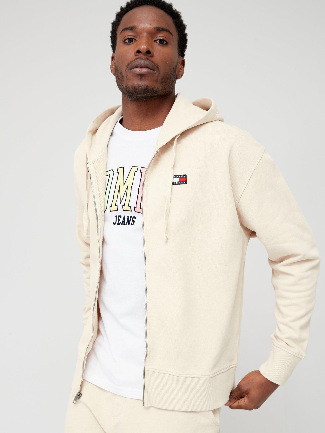 tommy jeans badge hoodie beige