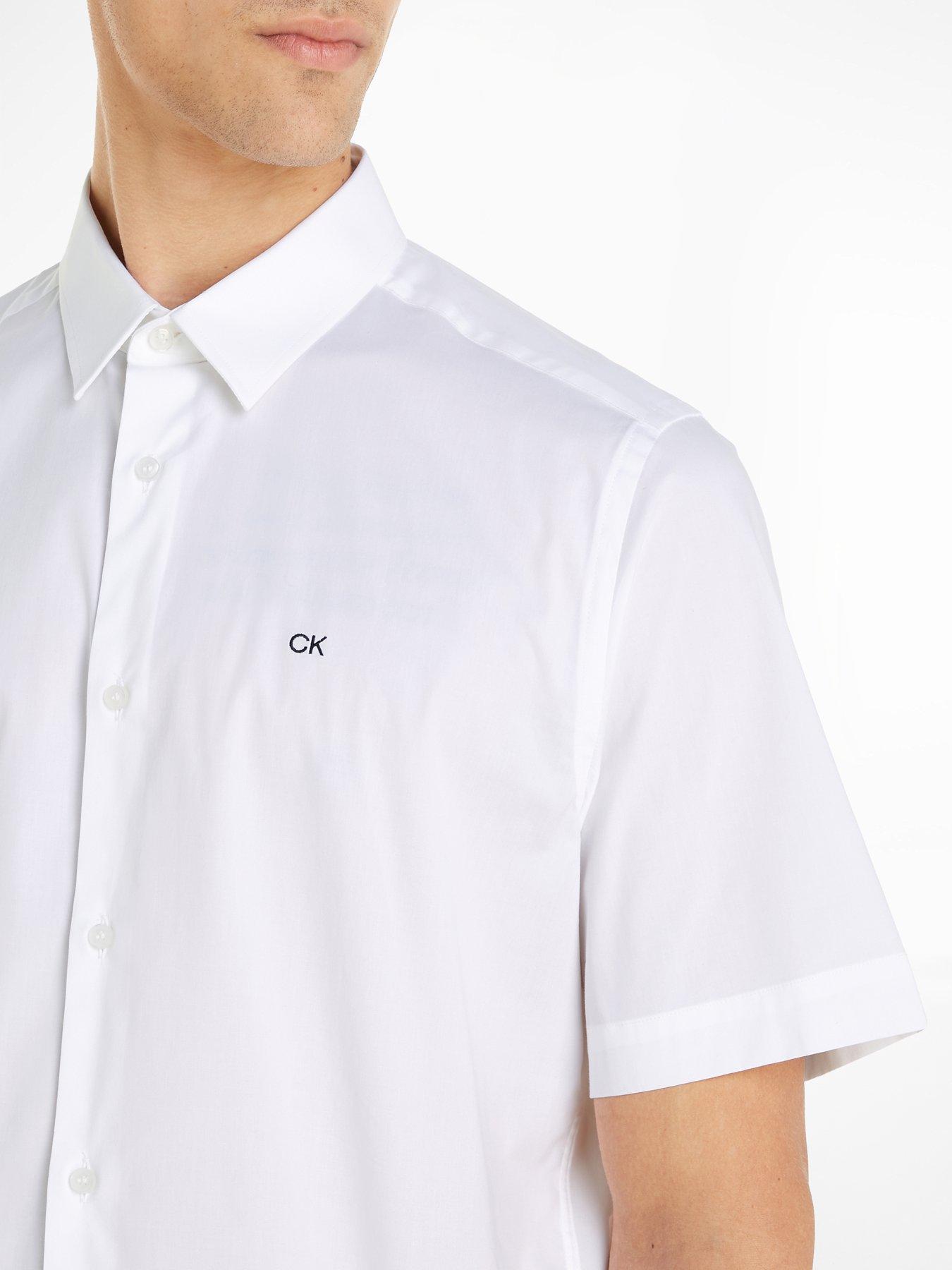 calvin-klein-calvin-klein-poplin-stretch-short-sleeve-regular-shirt-whiteoutfit