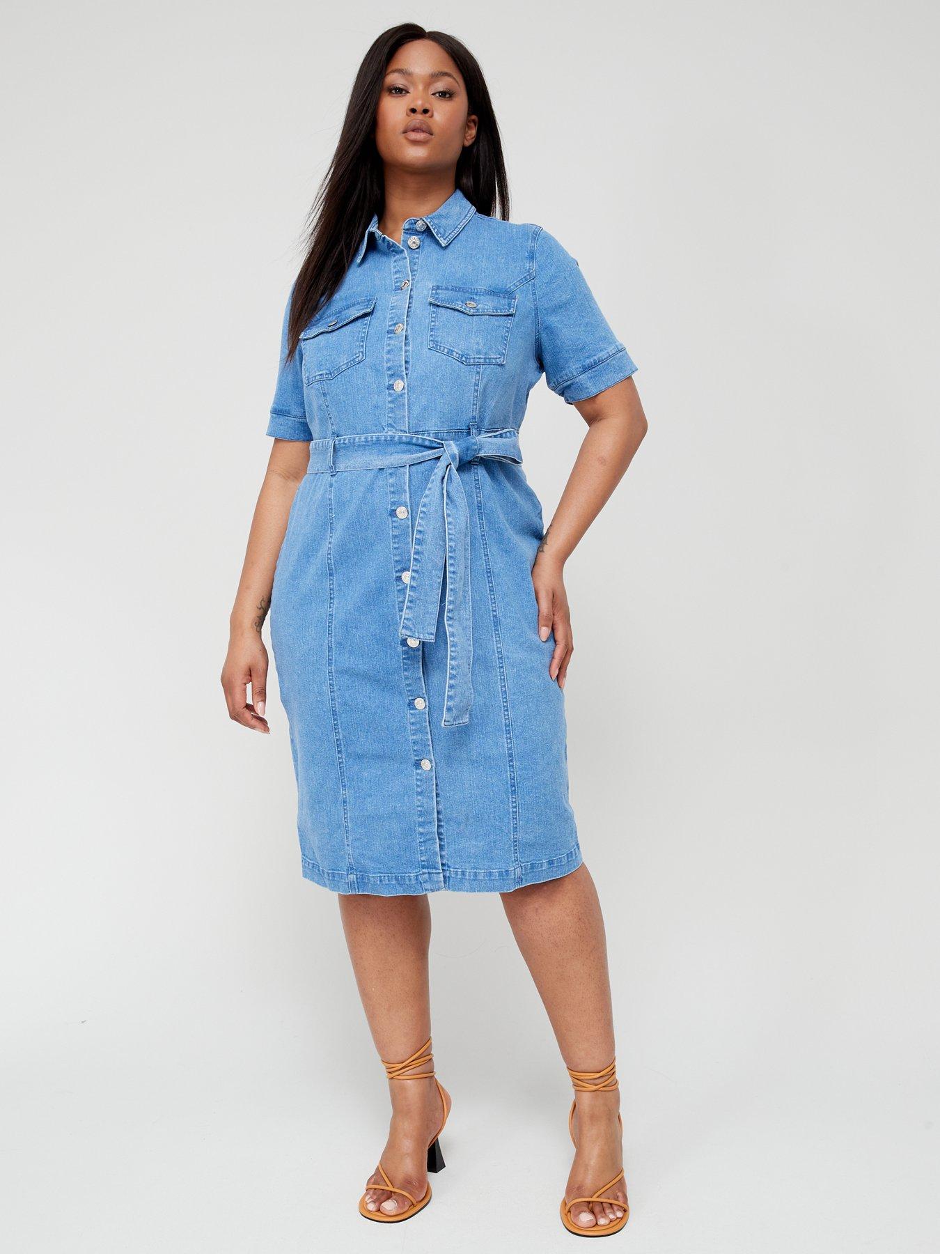 midi length denim dresses