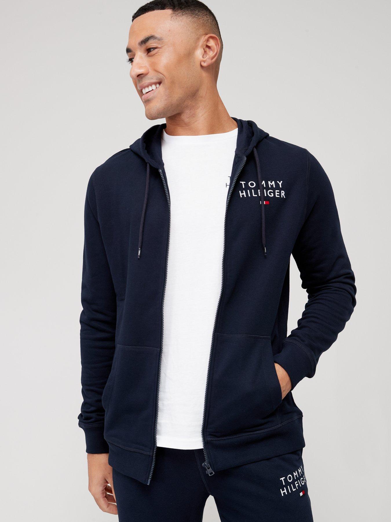 Tommy Hilfiger Tommy Hilfiger Zip Thru Hooded Loungewear Top - Navy