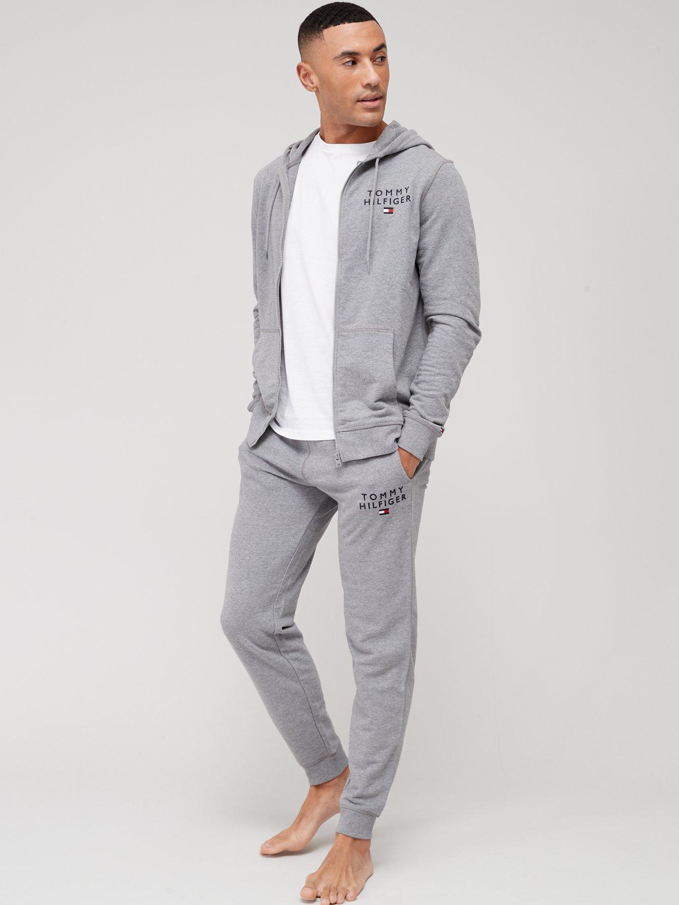Image 3 of 4 of Tommy Hilfiger Tommy Hilfiger Zip Thru Hooded Loungewear Top - Grey