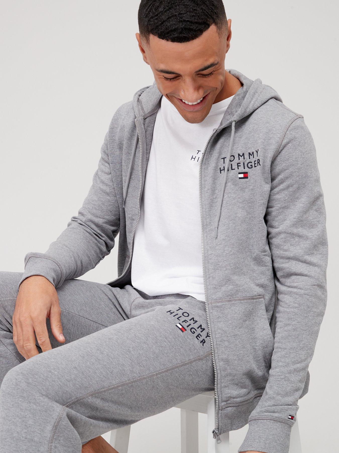 Image 4 of 4 of Tommy Hilfiger Tommy Hilfiger Zip Thru Hooded Loungewear Top - Grey
