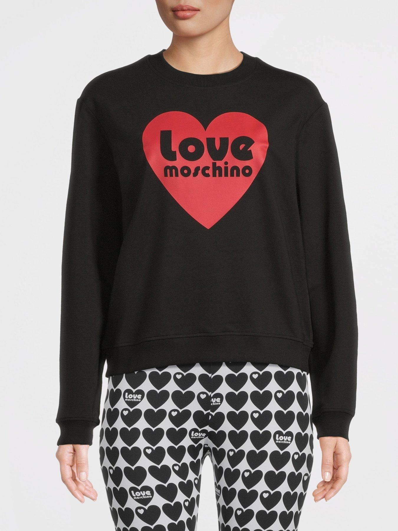 LOVE MOSCHINO Red Heart Logo Long Sleeve Sweatshirt Black Very Ireland