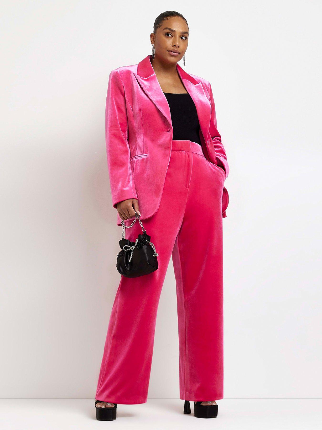 Pink velvet suit clearance womens