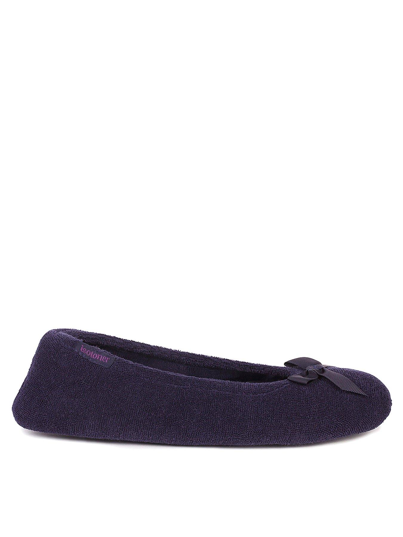 Image of TOTES Isotoner Terry Ballerina Slipper - Navy