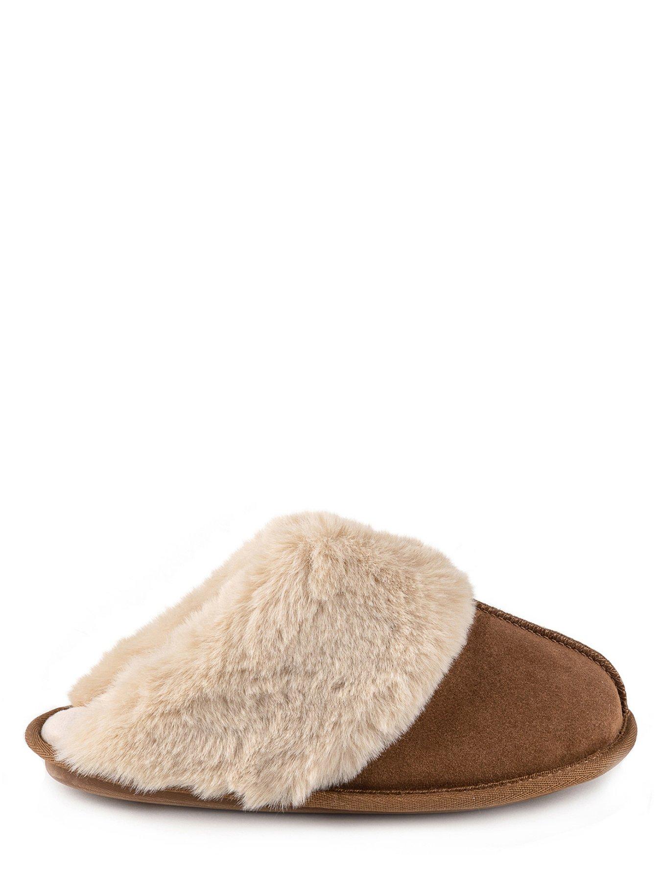 totes-isotoner-ladies-mule-slipper-with-fur-cuff-light-brownback