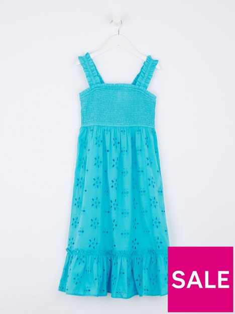 v-by-very-girls-shirred-broidery-midi-dress-blue