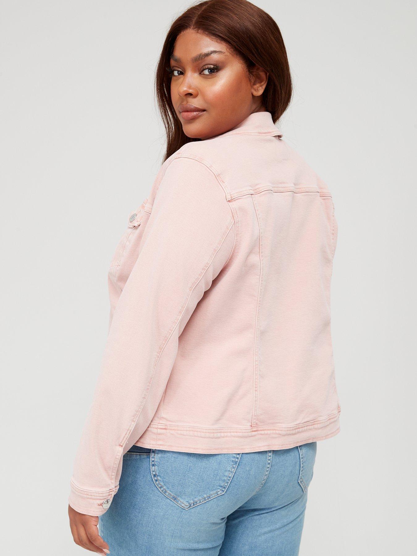 Pink jean sale jacket plus size