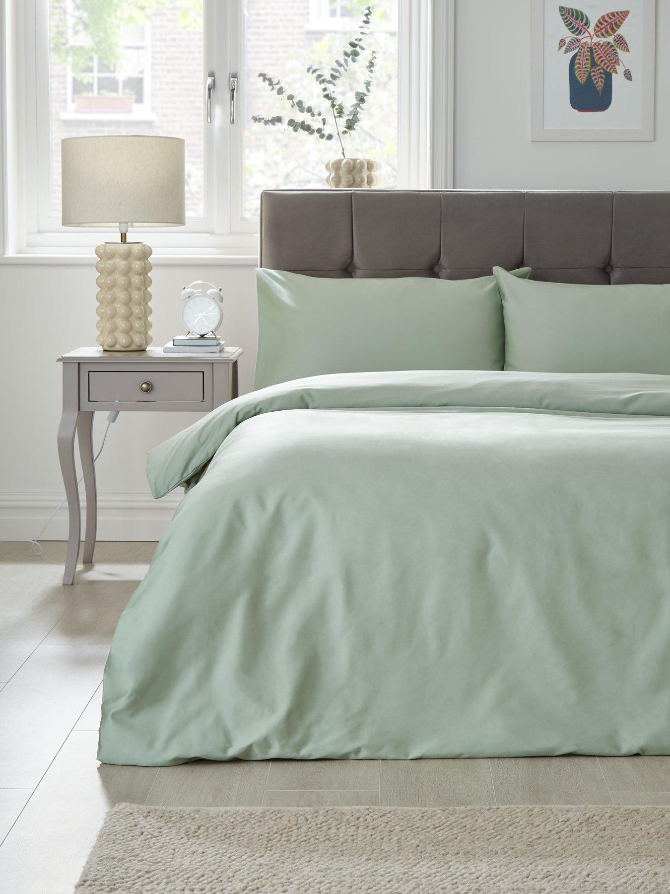 Muted Neutral Velvet Floral Bedding Set / Mint Green, Best Stylish Bedding