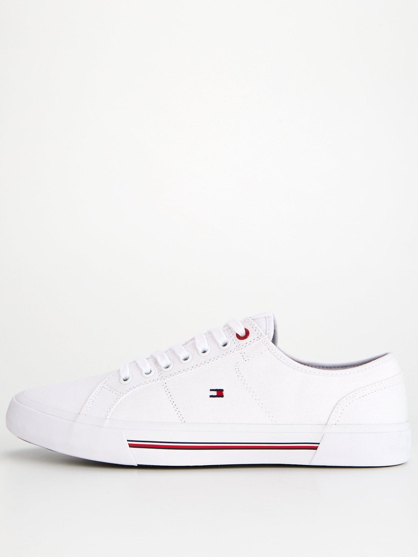 Tommy hilfiger core corporate clearance canvas trainers in white