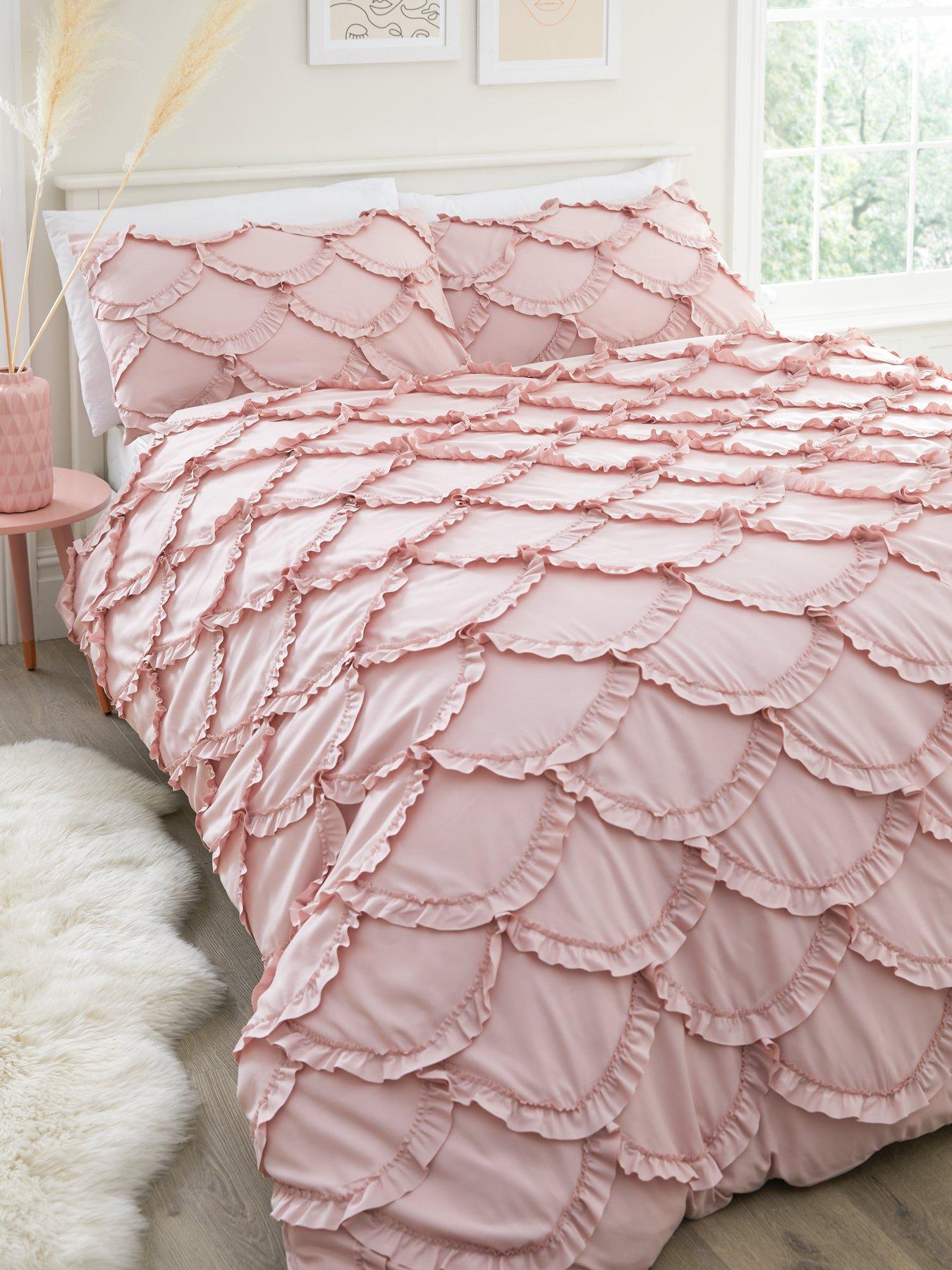 Very Home Scallop Edge Duvet Set - Pink
