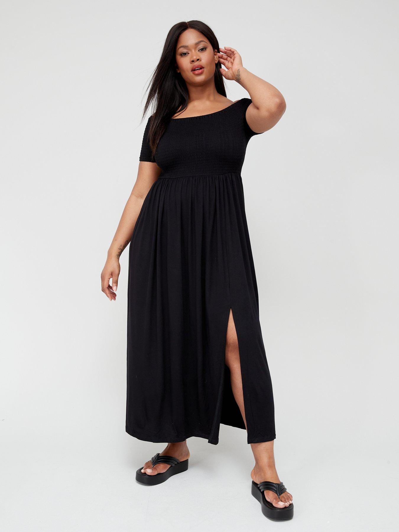 Plus size bardot fashion maxi dress