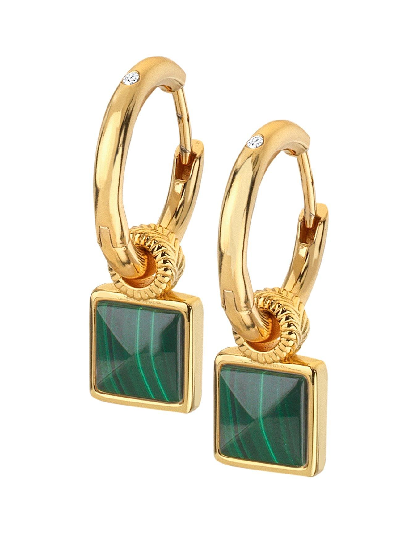 Image 1 of 4 of Hot Diamonds HD X JJ Revive Malachite Square Earrings