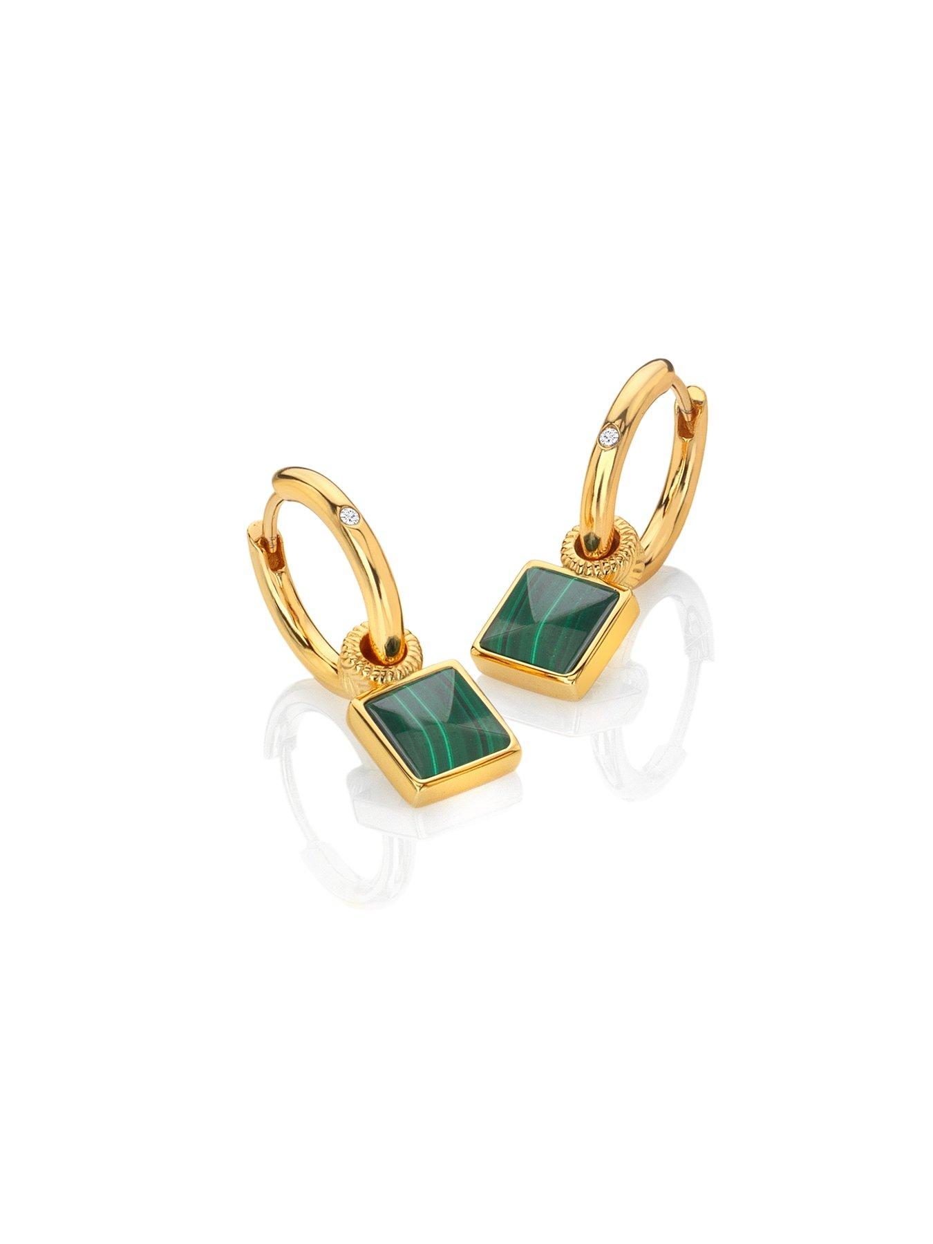 Image 3 of 4 of Hot Diamonds HD X JJ Revive Malachite Square Earrings
