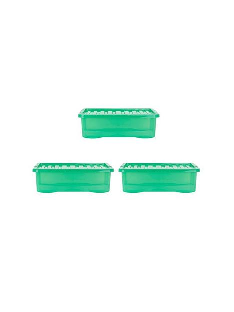 wham-set-of-3-green-crystal-plastic-storage-boxes-ndash-32-litres-each