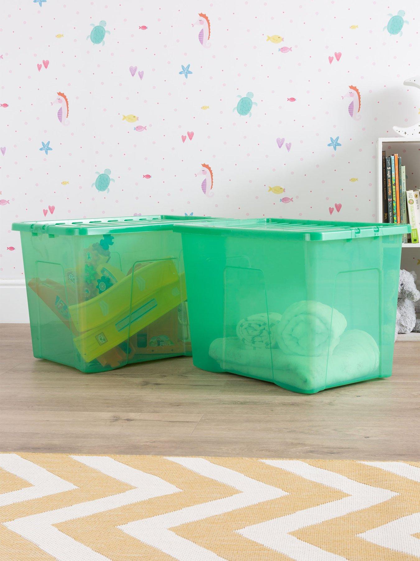 Image 1 of 5 of Wham Set of 2 Crystal Storage Boxes in Green &ndash; 80-litre Capacity