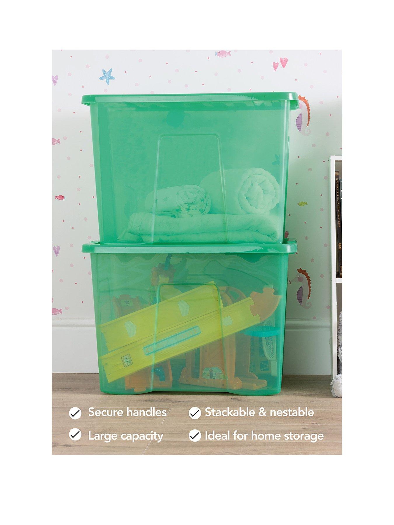 Image 2 of 5 of Wham Set of 2 Crystal Storage Boxes in Green &ndash; 80-litre Capacity