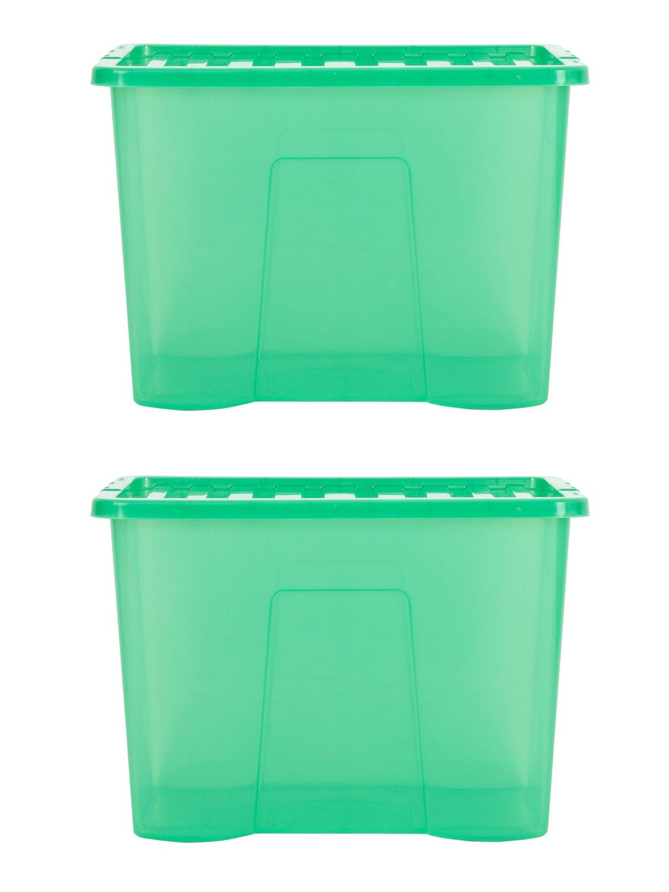 Image 4 of 5 of Wham Set of 2 Crystal Storage Boxes in Green &ndash; 80-litre Capacity