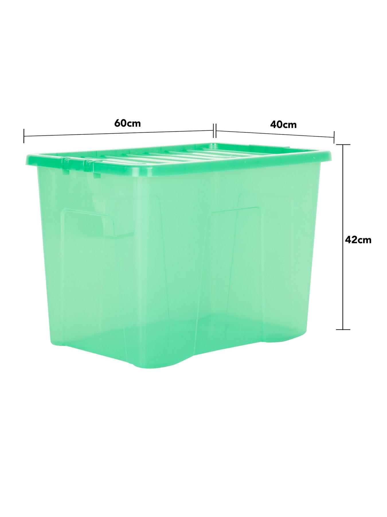 Image 5 of 5 of Wham Set of 2 Crystal Storage Boxes in Green &ndash; 80-litre Capacity