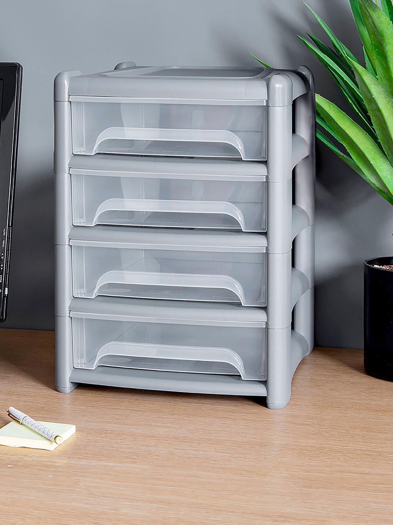 Image 1 of 5 of Wham Shallow 4-Drawer Storage Unit in Light Grey