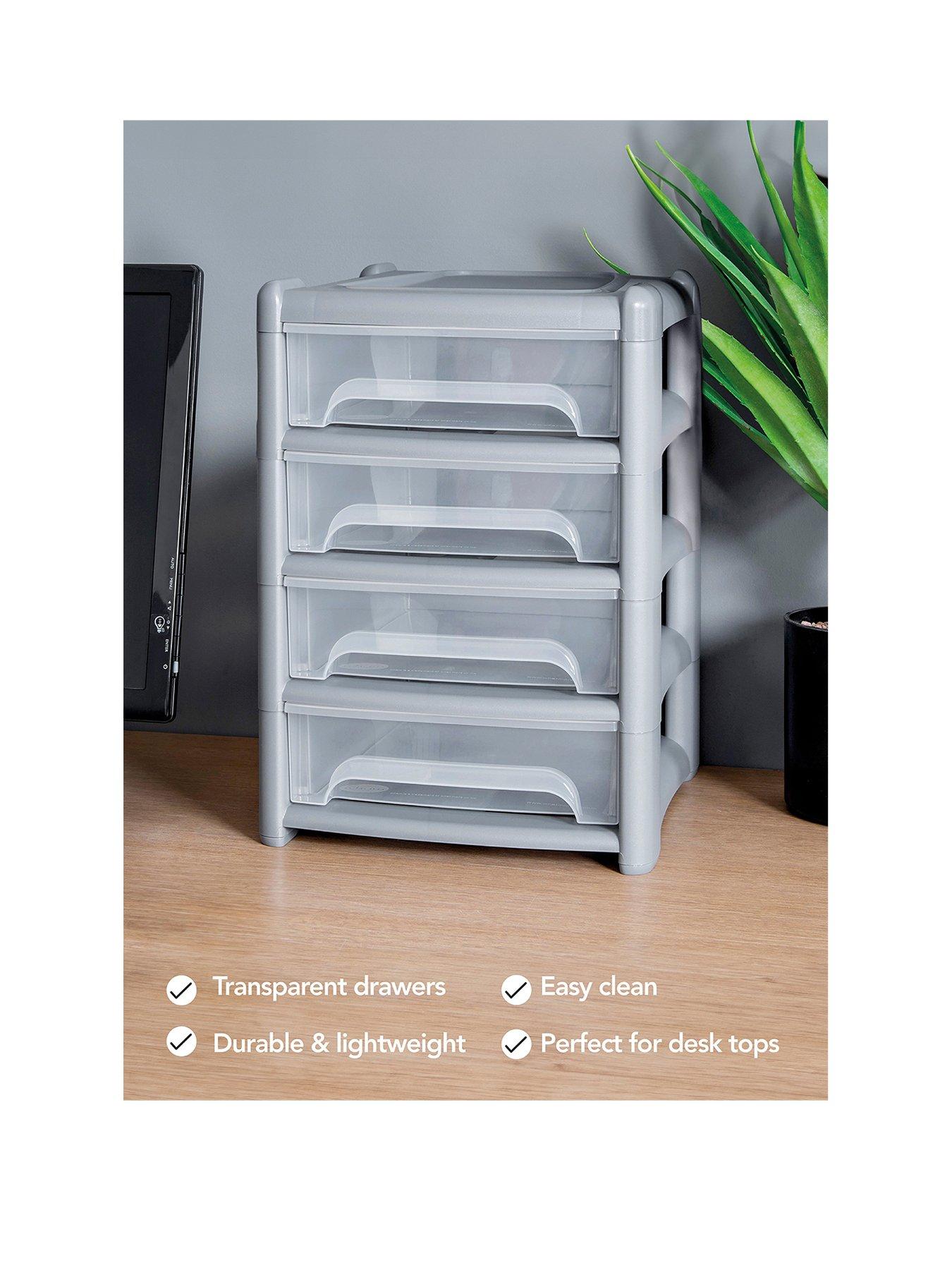 Image 2 of 5 of Wham Shallow 4-Drawer Storage Unit in Light Grey