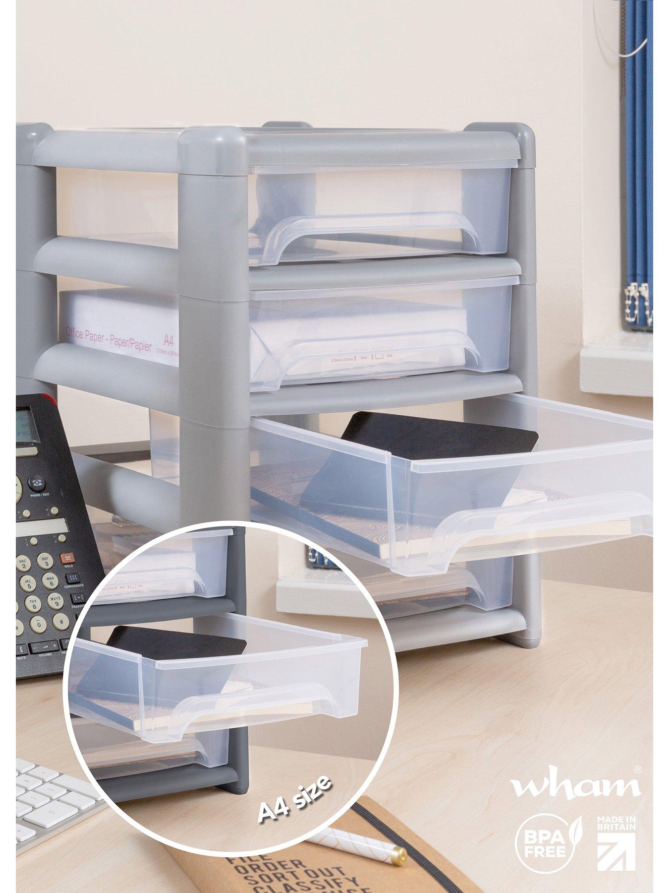 Image 3 of 5 of Wham Shallow 4-Drawer Storage Unit in Light Grey