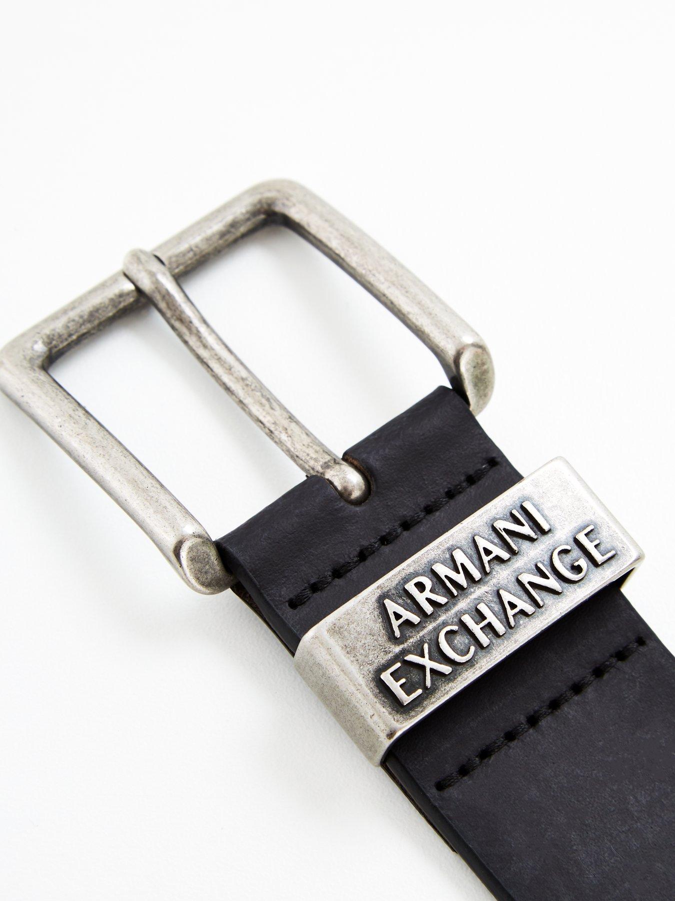 Image 3 of 3 of Armani Exchange Armani Exchange Leather Belt - Black