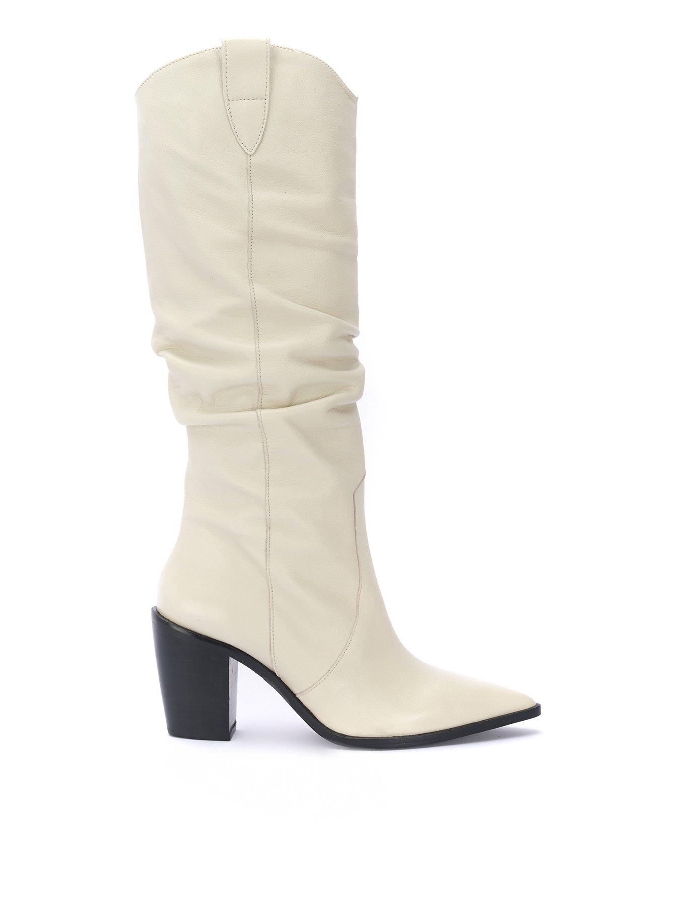 Long white outlet leather boots